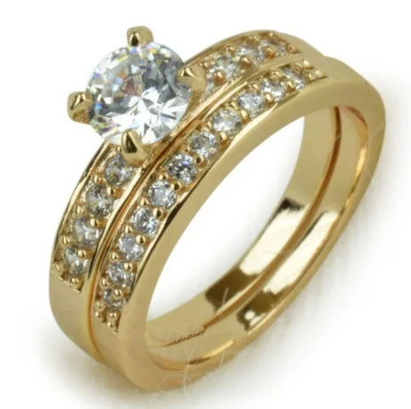 Fashion Retro Jewelry Gold Eternity Ring Cubic Zirconia Couple Wedding Rings Pair For Lovers Engagement Rings For Men And Women