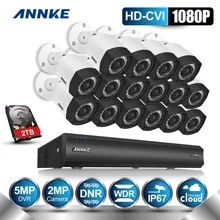 ANNKE 2MP Video Surveillance Kit 16ch DVR Outdoor 1080p Home Security Camera 2TB