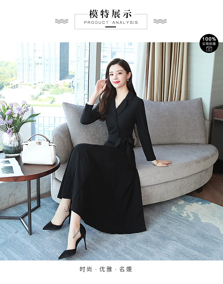 9779 Women Dresses Evening Party Autumn Winter Women Dress Long Sleeve Plus Size V-neck Red Black Office Maxi Dress Elegant 2018 5