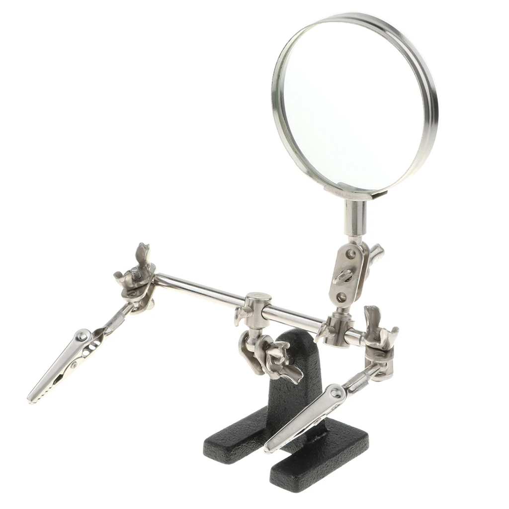 

5x Magnifier Magnifying Glasses Helping Hand Auxiliary Clamp Alligator Clip Stand for Soldering Jewelry Crafting