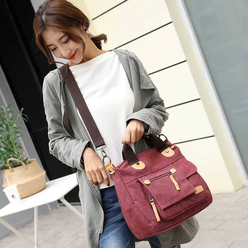 Janespri Women's Canvas Handbags High Quality Female Single Shoulder Bags casual totes Vintage Multi-pocket Ladies Totes Bolsas (9)