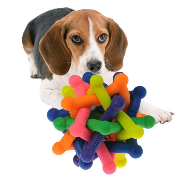 Pets Toy Color Pet Small Dog Toys Ball Safety Rubber Squeak Built in