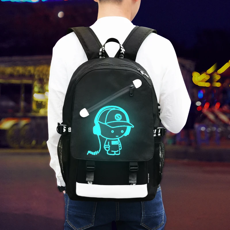2018 hombres de la manera Mochila adolescentes Luminous School bolsas Anti-thief Mochila carga USB portátil mochilas viaje Mochila Masculino