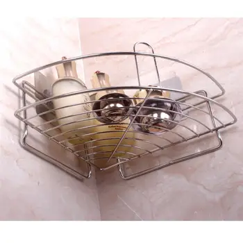 

Triangle Storage Adhesive Shelves Stainless Steel Multifunctional Corner Strong Suction Rack for Kitchen Bathroom Wall