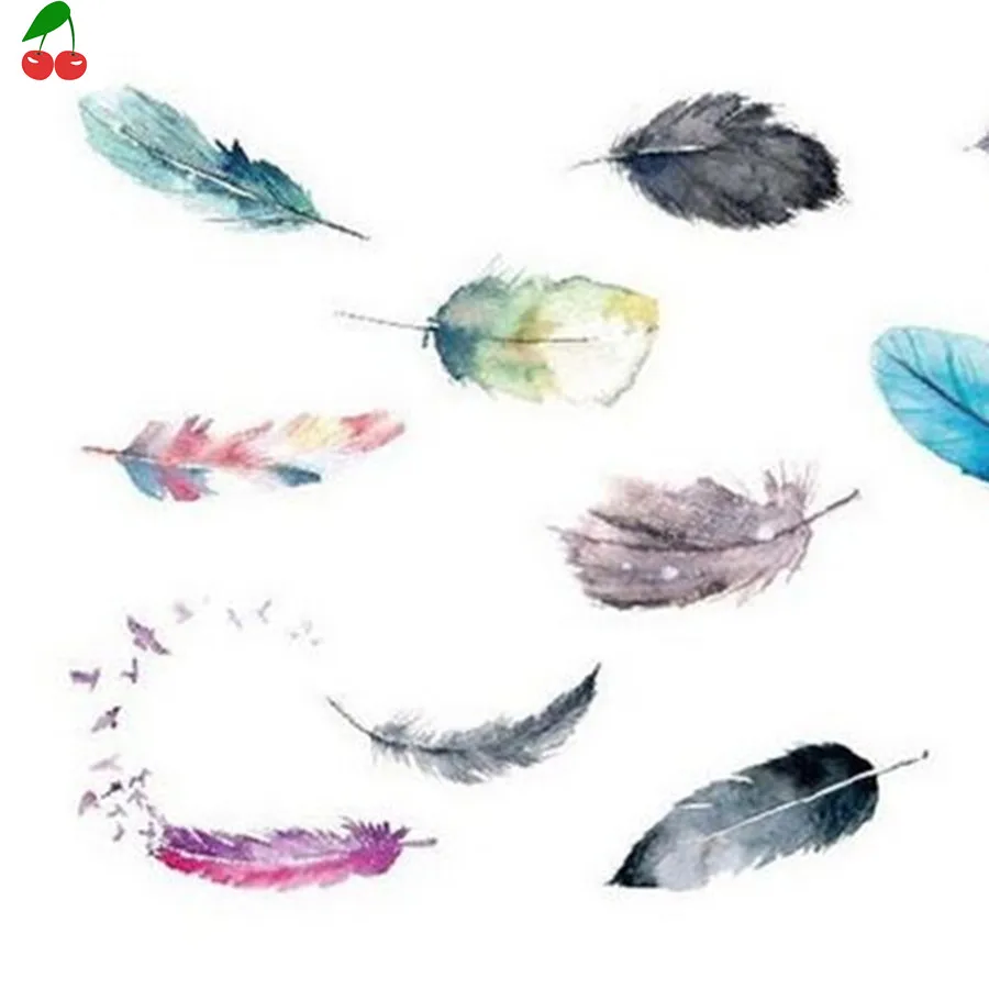 

Small fresh water color waterproof feathers beautiful female feathers arm ankle lasting tattoo stickers
