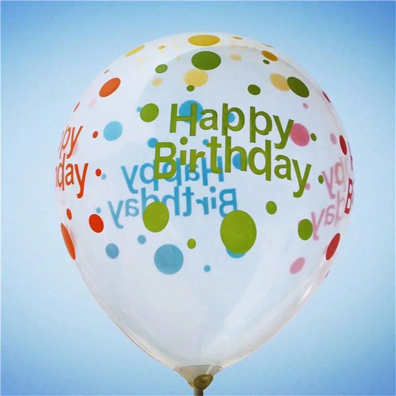 10 шт./лот 12 дюймов с днем рождения прозрачные латексные шарики с принтом детский душ надувной воздушный шар День Рождения Декор поставки