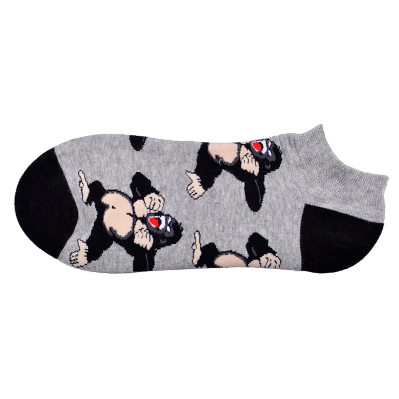 Летние носки с изображением космонавта, мопса, ленивеца, Счастливого цыпленка, уличные носки, хлопковые короткие забавные носки-башмачки для женщин и мужчин, мужские носки, Тапочки