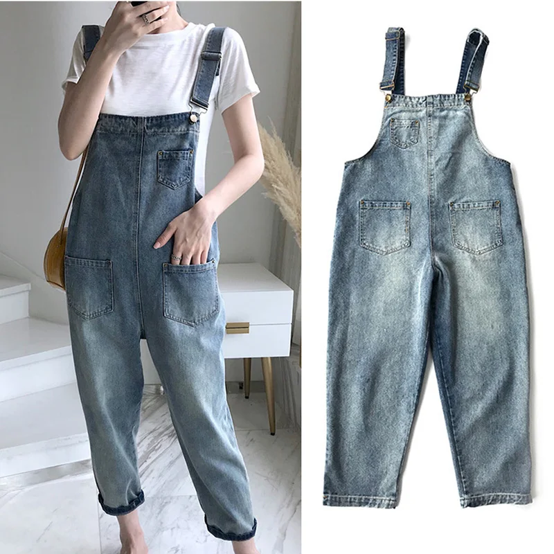 

Female Pants Jumpsuit Women Denim Blue Overalls Jumpsuit Rompers With Pocket Lady Overall Fashion