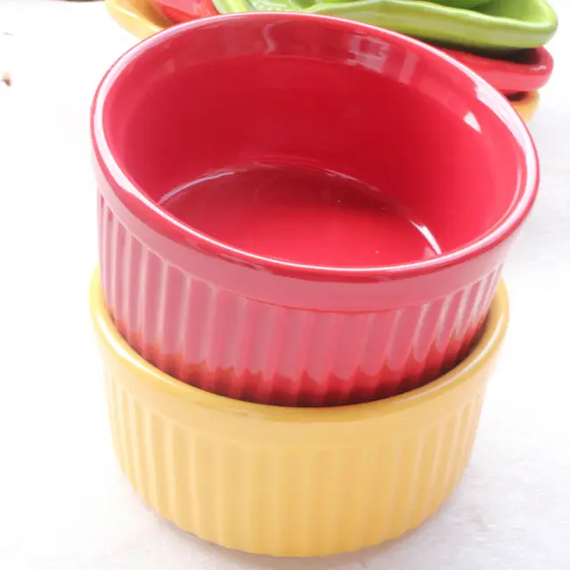 Colored Glaze Ceramic Pudding Bowl Small Cake Baker Oven Safe Colored Glaze Ceramic Pudding Bowl Small Cake Baker Oven Safe
