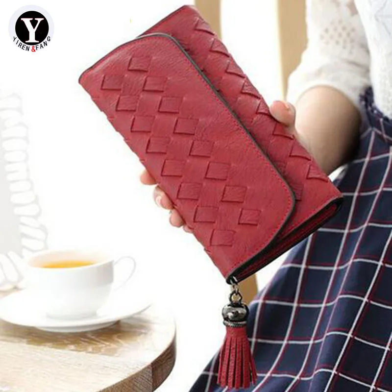 

Yirenfang 2017 Luxury Leather Womens Wallets And Purses Long Famous Brand Money Clip Wallet Women Clutch Lingge Tassels