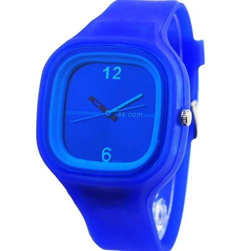 Для мужчин и женщин квадратный циферблат желе силиконовые модные спортивные кварцевые простые наручные часы - Цвет: Dark Blue