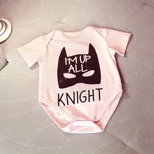 Newborn Toddler Baby Girls Batman Bodysuit Pink Letter Jumpsuit One-pieces Summer Clothes