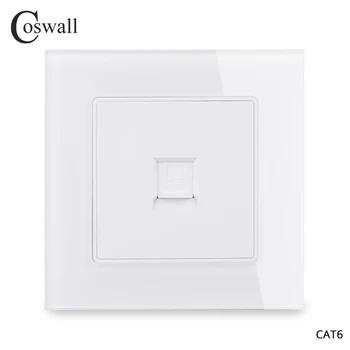 

Coswall Crystal Glass Panel 1 Gang RJ45 Internet Jack CAT6 Connector Computer Outlet Wall Data Socket