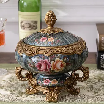 

European style retro jewelry box jewelry box fruit candy jar Home Furnishing storage tank decoration key Basin
