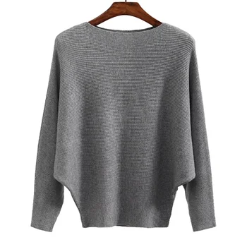 

New Sweater Women Slash Neck Knitted Autumn Winter Sweaters Tops Female Batwing Cashmere Casual Pullovers Jumper Pull Femme 2019