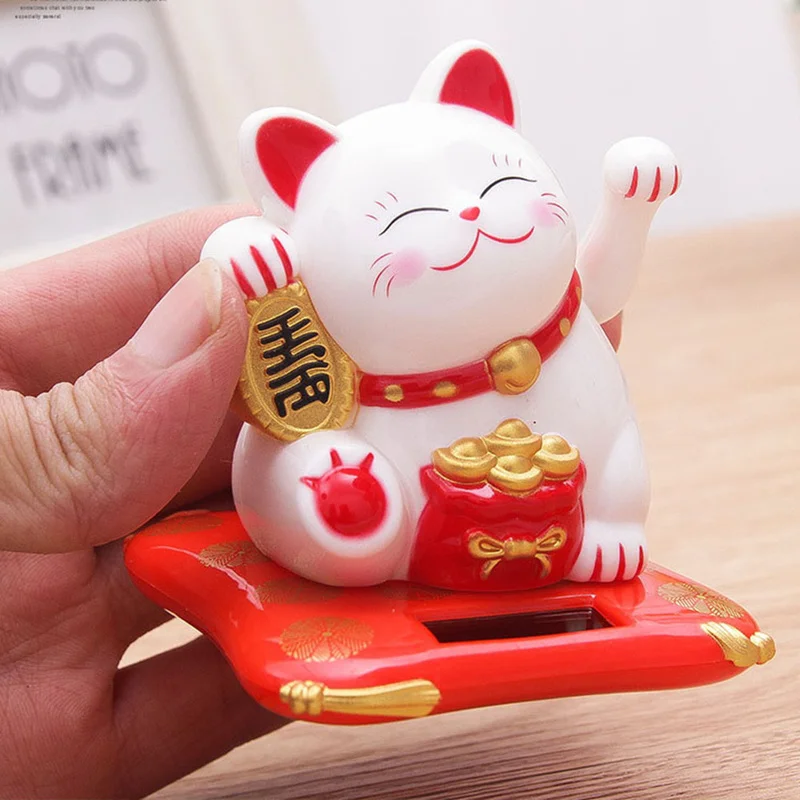 Модный черный/белый Maneki Neko на солнечных батареях, радушный Кот, удача для дома, автомобиля, отеля, ресторана, украшения, Ремесло