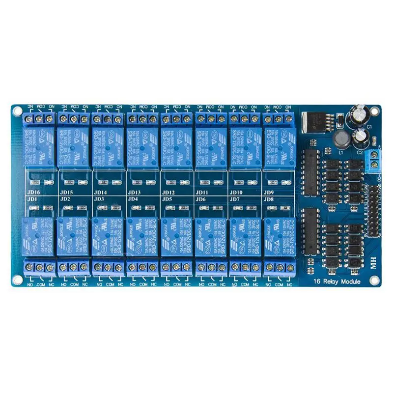 

12V 16 Channel Relay Module Board with Optocoupler Protection LM2576 Power PIC AVR MCU DSP ARM