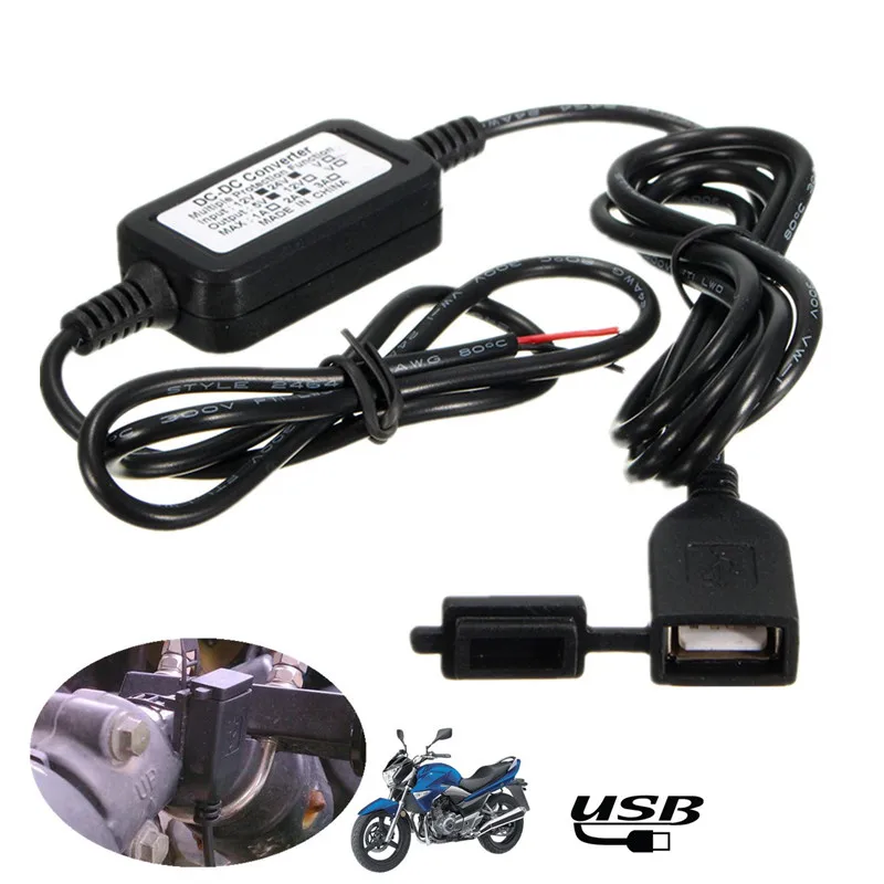 DC 12 V до 5 V водонепроницаемый USB порт питания зарядное устройство для мотоцикла смартфон, GPS Nav цифровые аксессуары