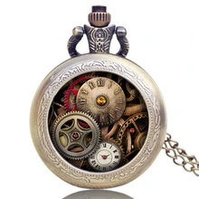 Viantge карманные часы с ожерельем кварцевые бронзовые крутые подарки цепочки для карманных часов и брелоков часы для мужчин и женщин Reloj De Bolsillo