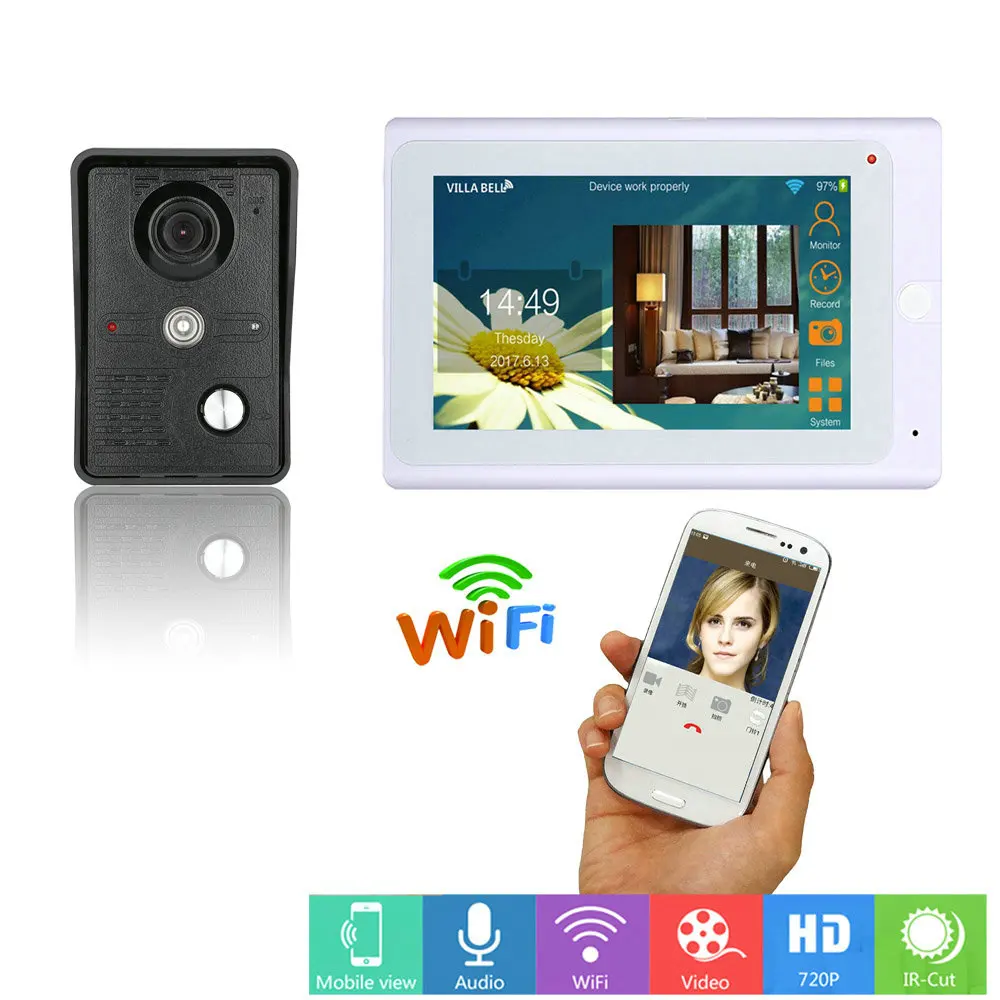 7inch Wired Wifi IP Video Door Phone Doorbell Intercom Entry System with IR-CUT HD 1000TVL Camera with recording function