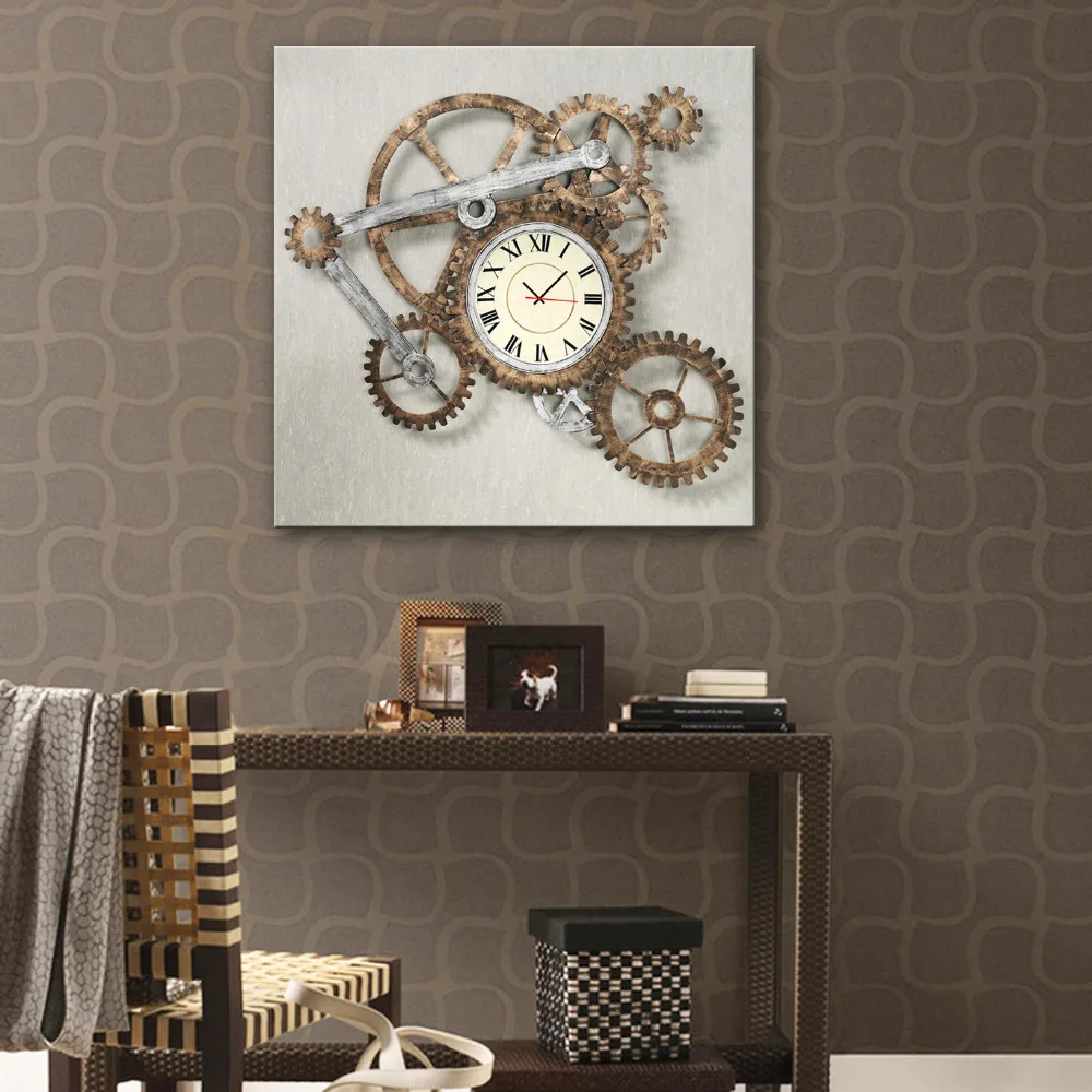 Free Shipping E HOME Clock Gear Clock in Canvas 1pcs Wall Clock