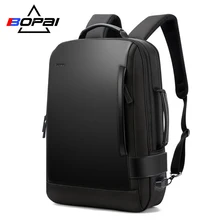 BOPAI, размер, Расширенный Рюкзак, мужской рюкзак для ноутбука, 15,6 дюймов, водоотталкивающий, мужской рюкзак, школьная сумка, USB зарядка, рюкзак