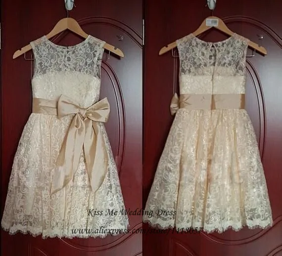 champagne lace flower girl dresses