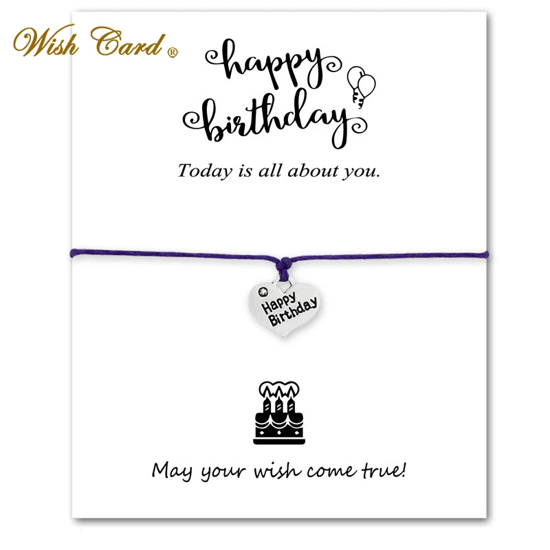 

Wish Card Happy Birthday Bracelet for Women Best Gift Charm Adjustable Friendship Bracelets pulseira feminina WJ0048