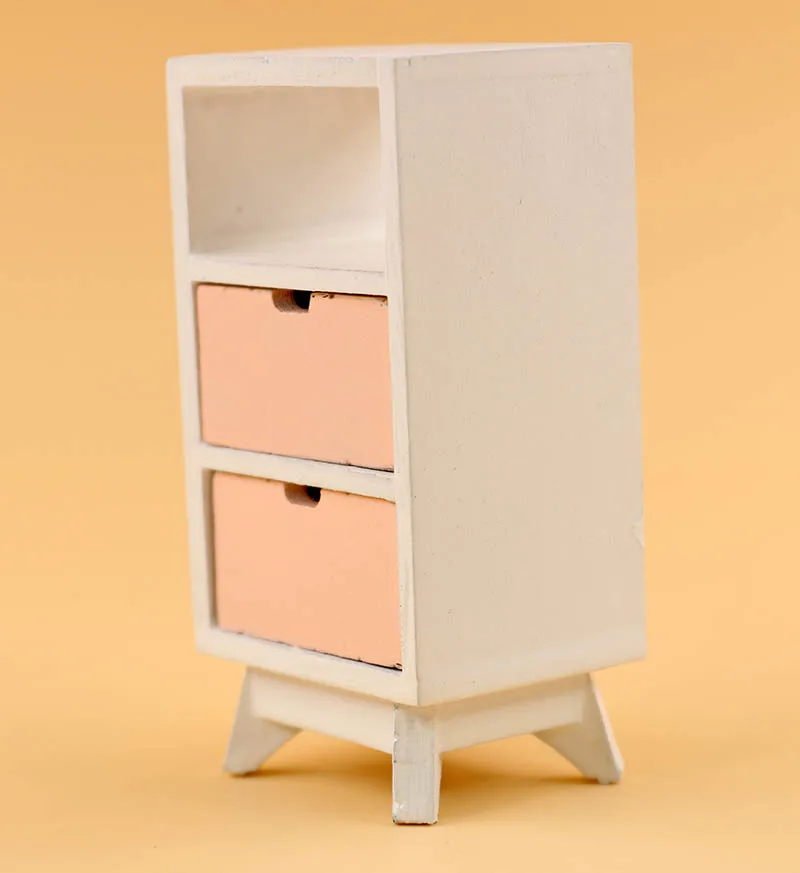 

G05-X5183 children gift Toy 1:12 Dollhouse mini ob11 Miniature rement wooden pink color Three-tier cabinet 1pcs