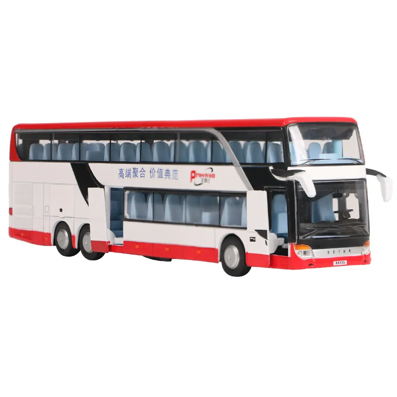 Высокое качество, модель автобуса из 1:32 сплава, высокая имитация, двойной экскурсионный автобус, игрушечный автомобиль