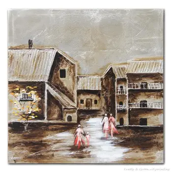 

Handmade Oil Painting Free Shipping Hand Painted High Quality Thick Texture Country Landscape Painting For Hotel Room Home Decor