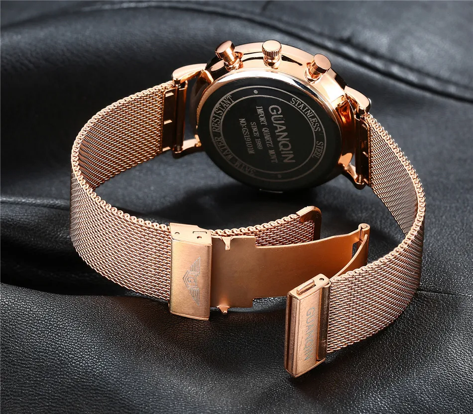Relogio masculino GUANQIN Роскошные модные повседневные часы Топ бренд ультратонкие кварцевые часы мужские Часы Секундомер HD светящиеся