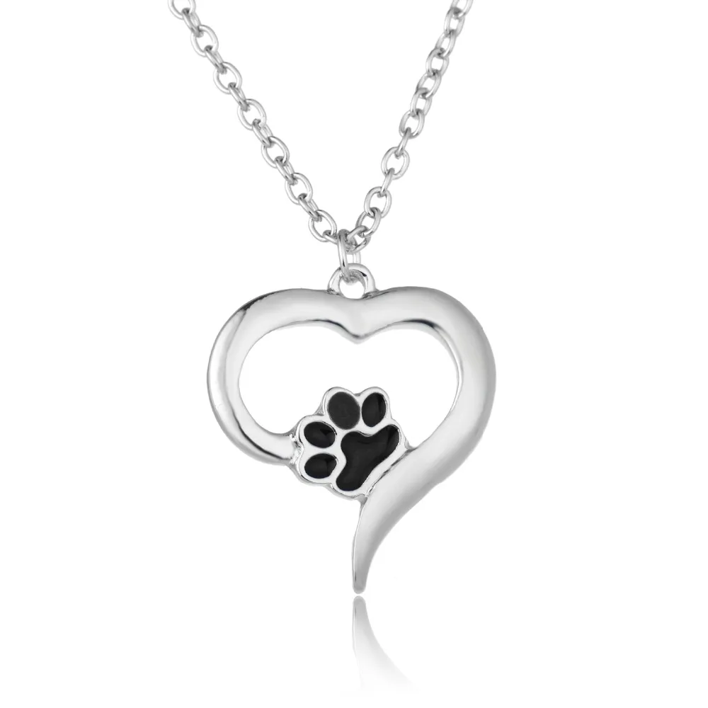 24 Pc/Lot Animal Pet Memorial Necklaces Cat Dog Puppy Paw Print Heart