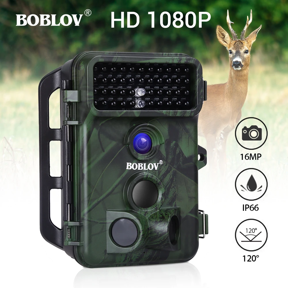 BOBLOV CT005 16MP 1080P камера для охоты 42 шт. ИК светодиоды 940nm 0,5 S время триггера IP66 Водонепроницаемая камера ночного видения для дикой природы