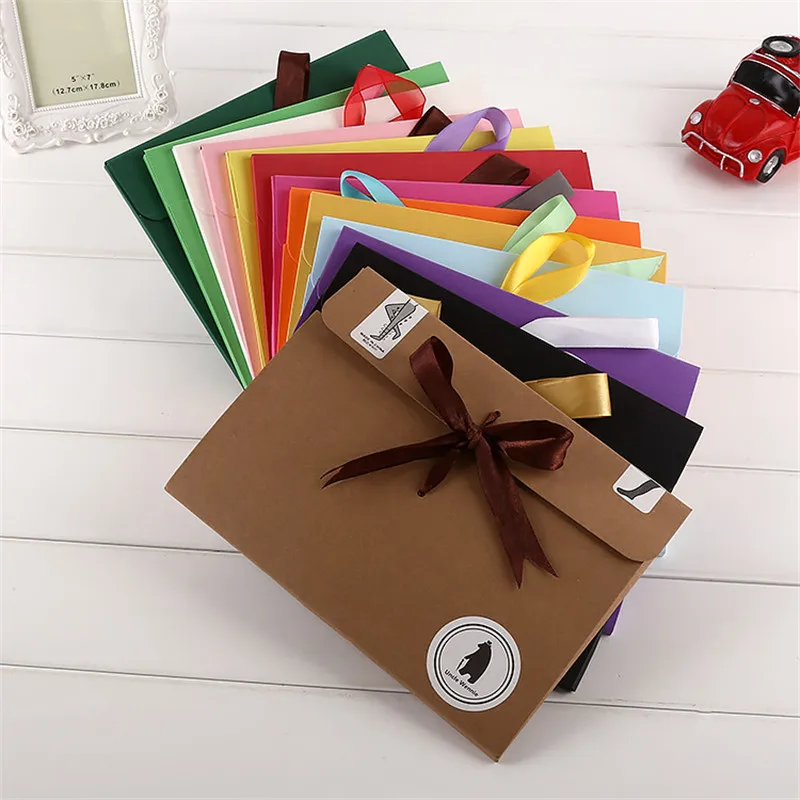 150PCS Large Ribbon Kraft Paper Envelope Bag Handkerchief Silk Scarf
