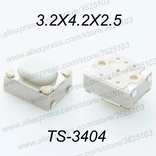 

50PCS 3.2*4.2*2.5mm(3x4x2.5mm) 4Pin U Type Momentary Tact Switch SMT Kits Push Button Switch TS-3404