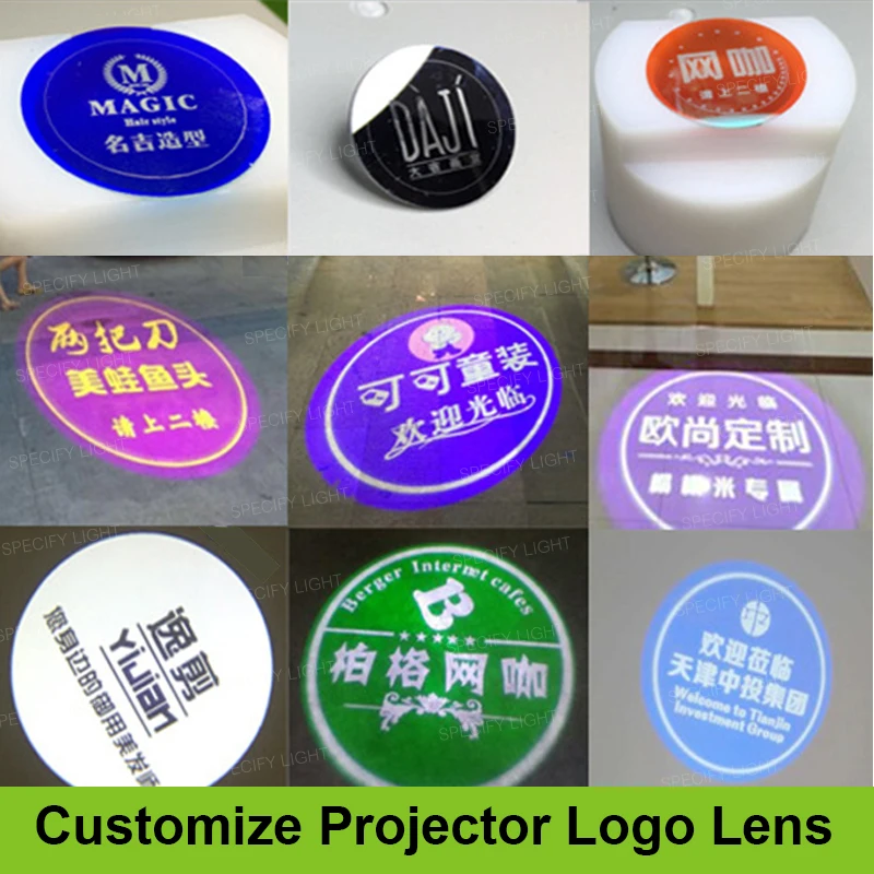

Customized Logo projector glass lens 37mm-27mm diameter Shop Mall KTV Text Pattern Logo Advertising Lighting Gobo Projection
