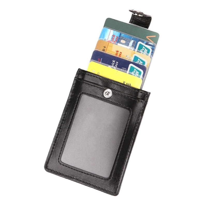 RFID Блокировка кожаный бумажник вытягивает тонкий бизнес держатель кредитной