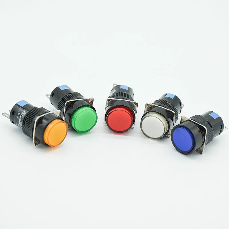 

16mm LED Push Button Switch Momentary push button auto reset DC 6V 12V 24V 220V