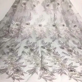 

2019 NEW diamon Lace African Fabric Nigerian Laces Fabric 2019 High Quality French Tulle Lace Fabrics for Women Dress A1585