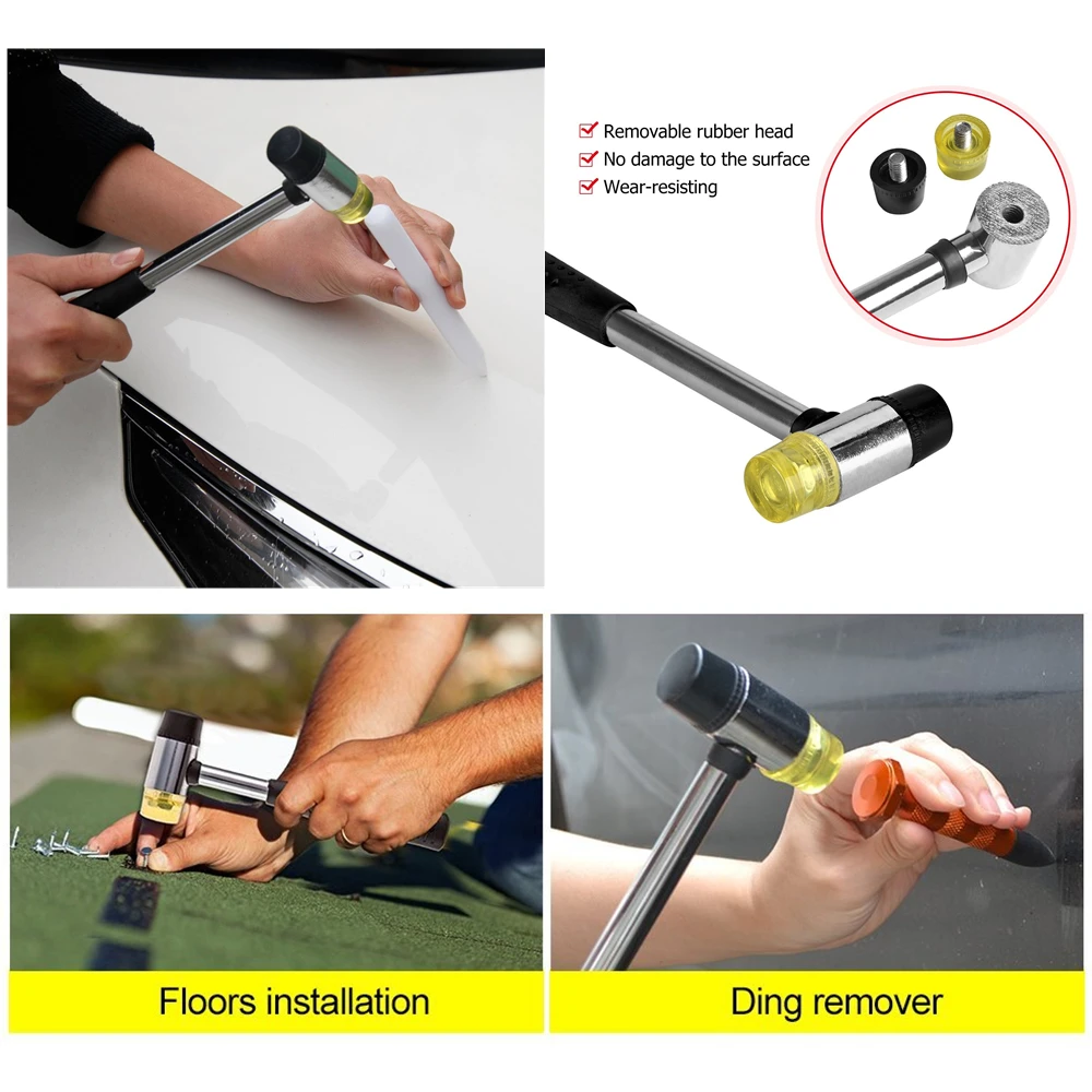 Knockdown Tool Kits Dent Removal Tool+Rubber Hammer for Car Automotive Dent Repair Auto Body Remover Hand Tool