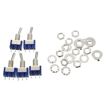 

TTKK 5 Pcs AC 3A/250V 6A/125V ON/ON SPDT Mini 2 Position Latching Toggle Switch