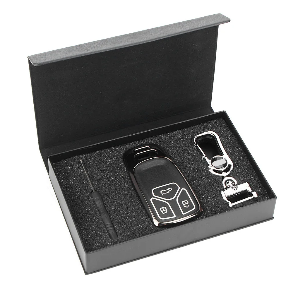 For 2017 Audi A4 A6 A8 Remote Key Fob Case Shell Key Chain 3 buttons Superior Auto Car Automobile Parts Accessories