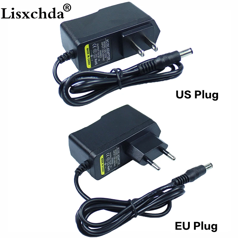 

AC100V-240V power Adapter Converter to DC 12V 1A Power Supply EU/US Plug DC 5.5mm x 2.1mm for 3528 led tape Free shipping