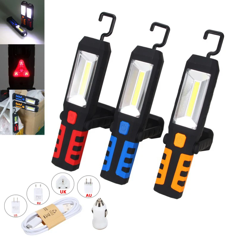 COB светодиодный магнитный рабочий светильник, автомобильный гаражный механический домашний перезаряжаемый фонарь, подвесной портативный фонарь с зарядкой от USB