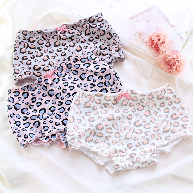 

Girls Cotton Boxer Shorts Cute Leopard Print Briefs Teenage Cotton Panties Children Soft Underpants Kids Breathable Underwear