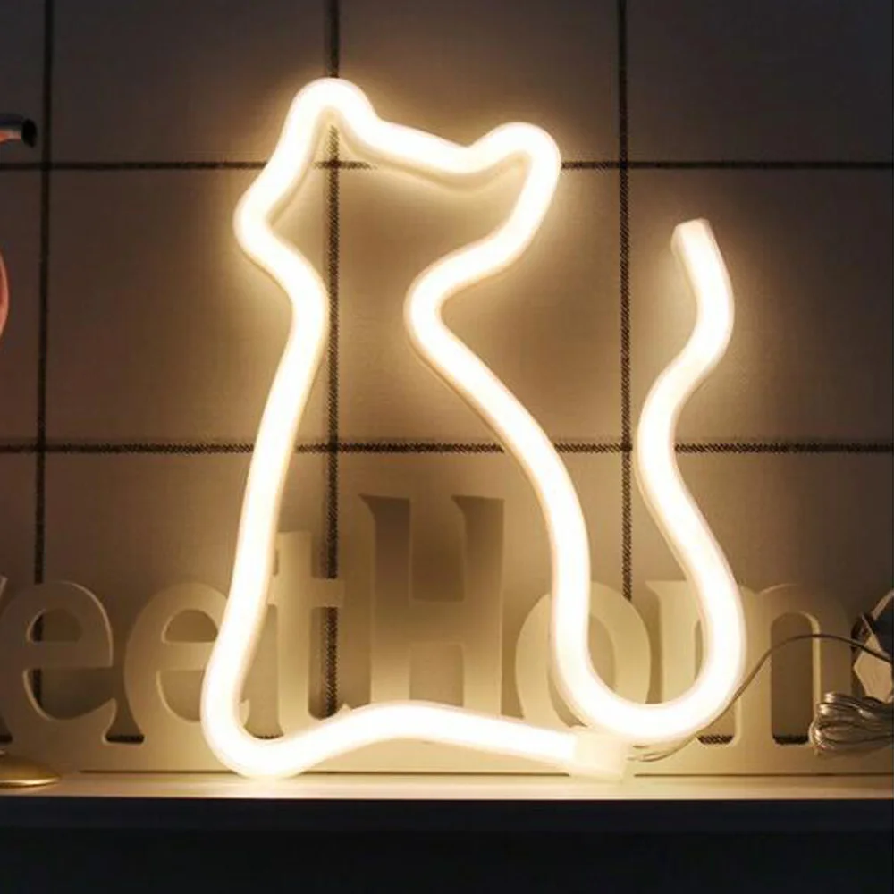 Lovely Kitty LED Night Light for Children's Room Decor Neon Lights Desk