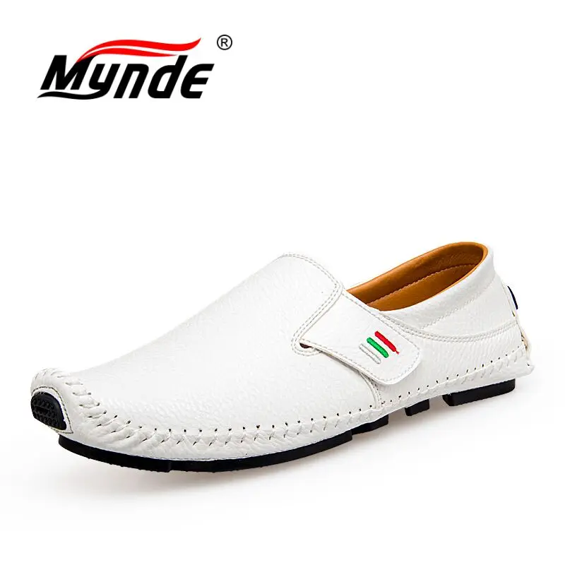 MYNDE New Fashion Moccasins For Men Loafers Summer Walking Breathable Casual Shoes Men Hook&loop Driving Boats Men Shoes Flats