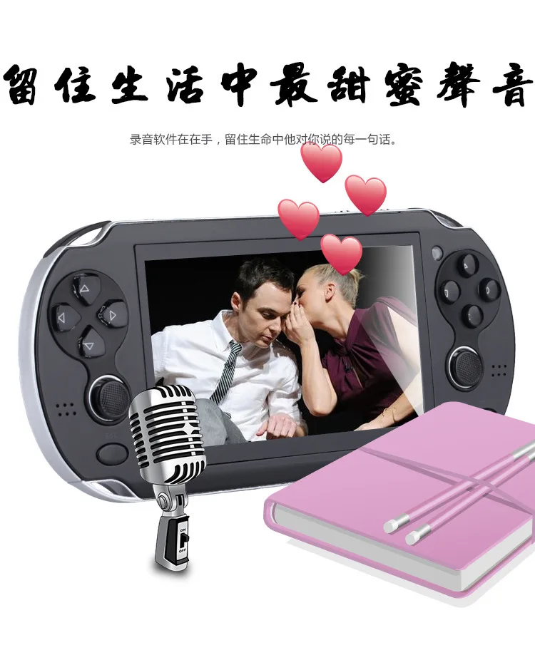 KaRue мини игровая консоль для Playstation psp игровая машина двойной джойстик 4,3 дюймов экран 8G память видео камера MP4