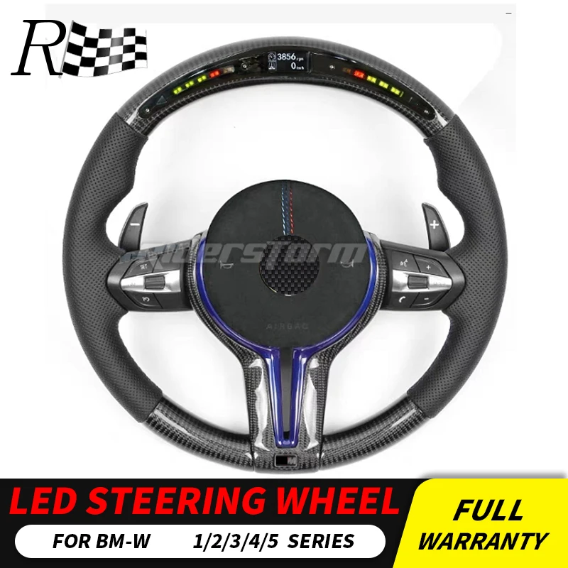 

LED display carbon fiber Steering Wheel for BMW 1/2/3/4 series LED carbon steering wheel for F22/E90/E92/F30/F10 with leather
